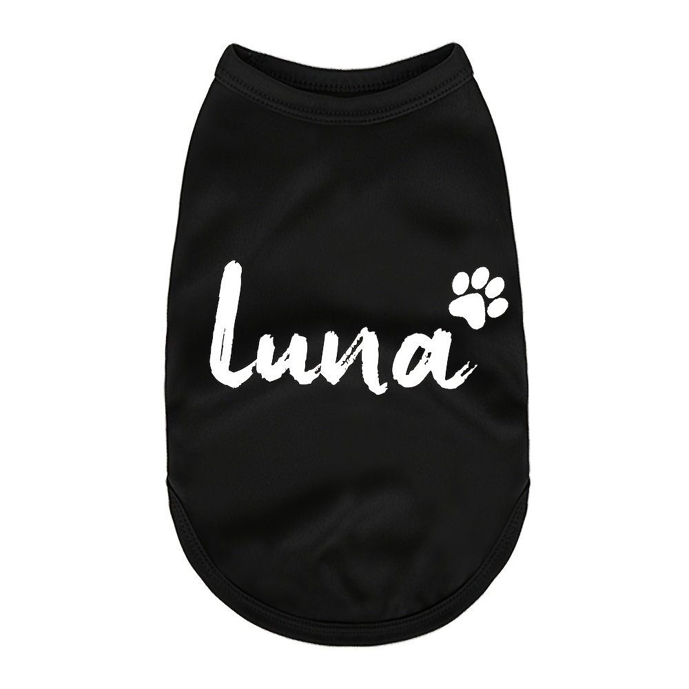TEMU Personalized Dog Clothing Pullover - Custom Name & Paw Print Design, Soft Pet T-shirt For Small/medium Dogs, Comfortable Wear, Perfect Gift For