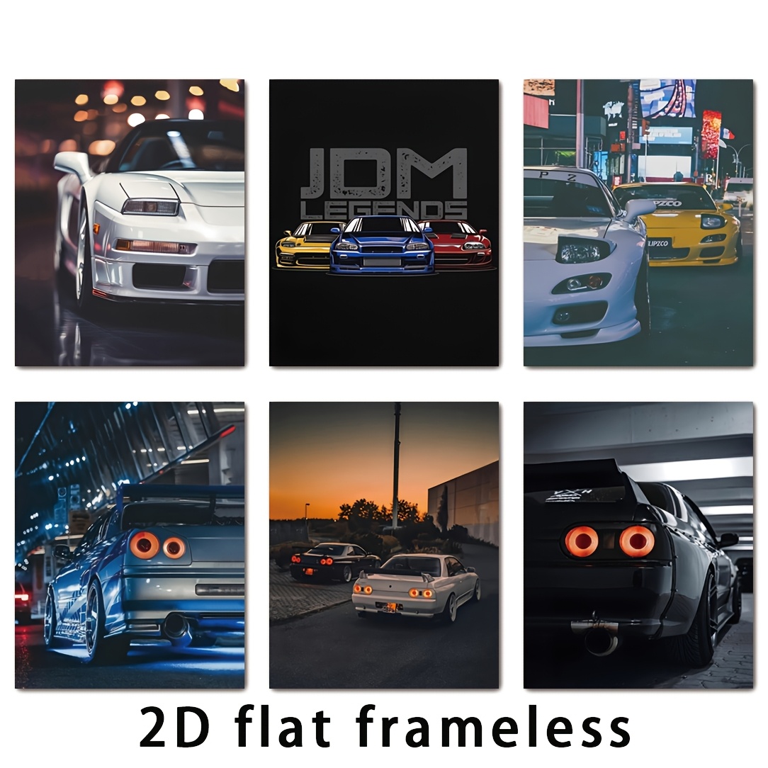 TEMU 2d Flat, 2d Flat Artwork, 2d Flat Artworks, A Set Of 6 Car-themed Art Prints, Sized 8x10 Inches, Unframed, Decorating The Walls Of Offices,