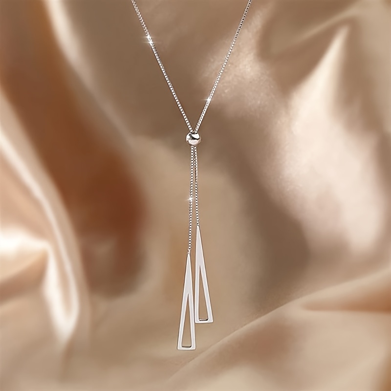 Colar de Suéter com Zíper Triangular Geométrico Japonês-Coreano Estilo Minimalista para Mulheres, 1 peça, Acessório de Vestimenta para Festa