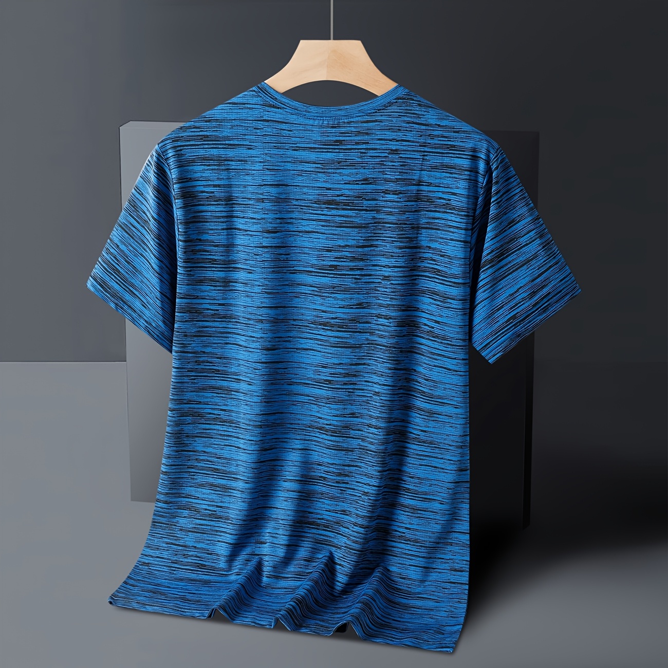 Men'S Lightweight Ice Sliky Fiber Fabric Quick-Dry T-Shirt - Blue & Black Striped, Breathable & Moisture-Wicking, Loose Fit for Running, Gym, Outdoor Activities, Travel, and Casual Wear, Gym Apparel | Striped Tshirt | Quickdry Fabric