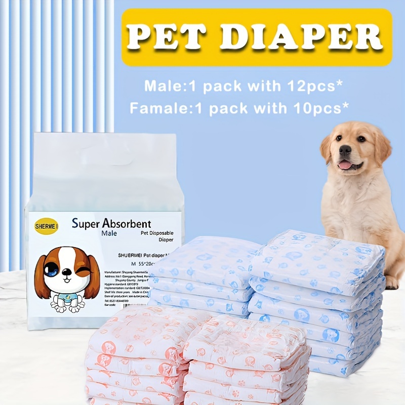 

10/12pcs Leak-proof Dog Diapers, Disposable Physiological Pants Safety Pants, Menstrual Pet Period Pants Diapers For Pet Products Pet Diapers