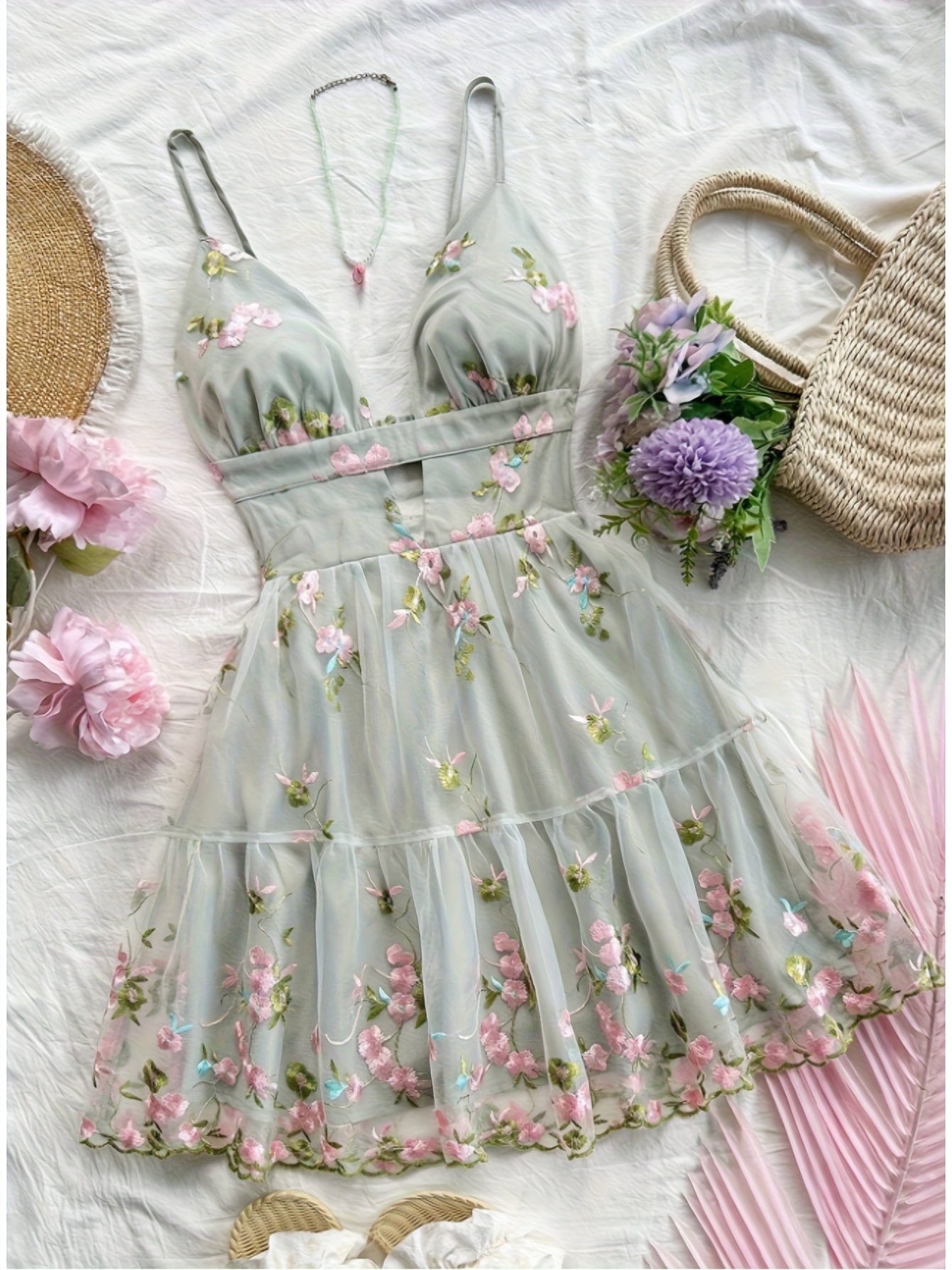 floral embroidered dress sold on Temu United States