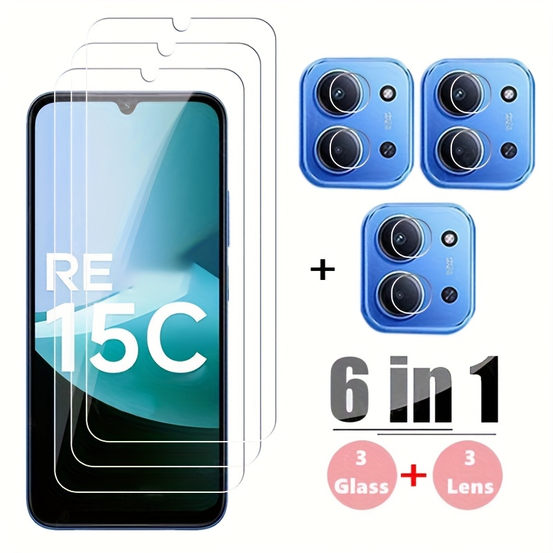 Image of 6-in-1 3+3 (4g ) Camera Lens Screen Protector Protective Tempered Glass Compatible With Xiaomi Redmi 15c 4g Glass Film