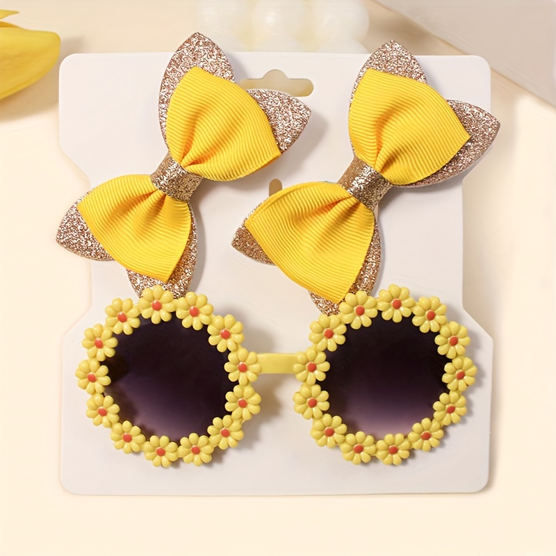 

3pcs Hair Clip & Fashion Glasses Set, Bow Hair Clip & Glasses, Elegant & Accessory, Suitable For Women 14+ Years Old