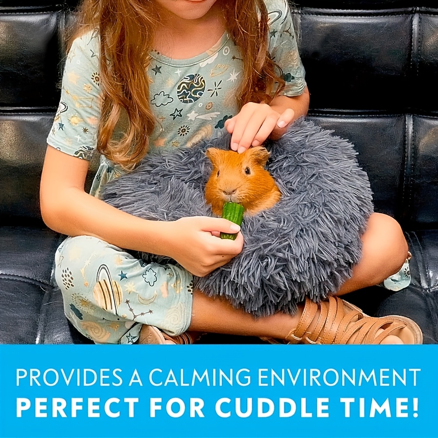 KEMORELA 1pc Ultra-Soft Plush Small Pet Nest - Cozy, Warm Hamster Sleeping Bed with Non-Slip Bottom & Insulated Padding, Perfect for Guinea & Small Animals, Round Light Blue Fluffy Design