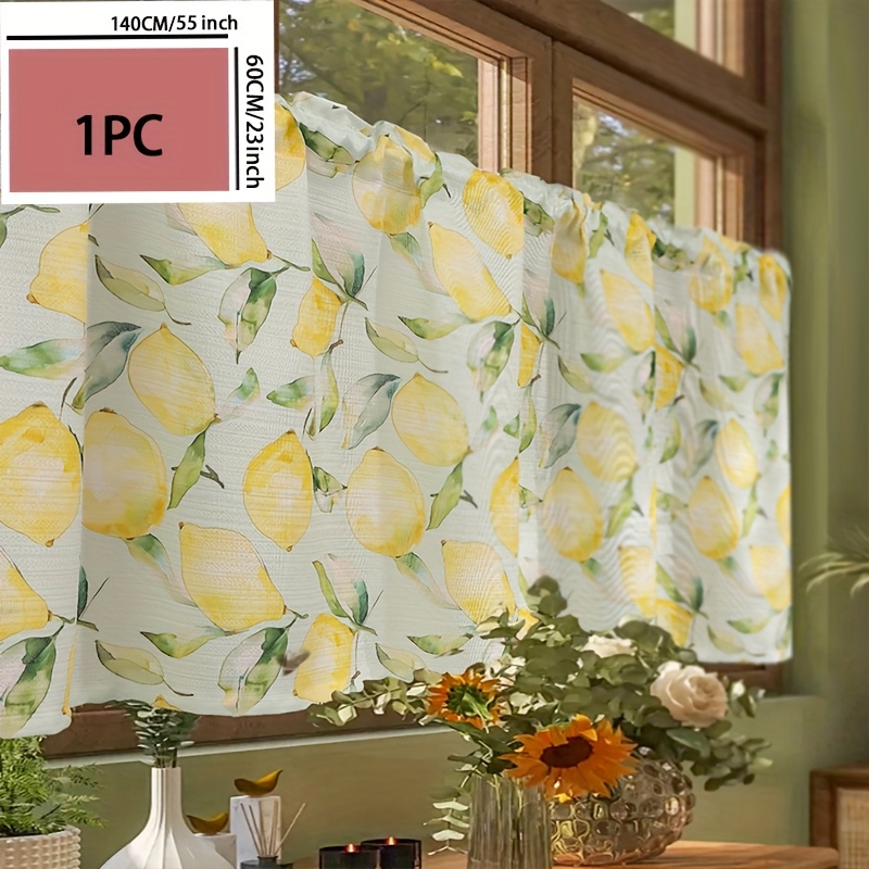 TEMU 1pc Lemon Holiday Print Coffee Curtain