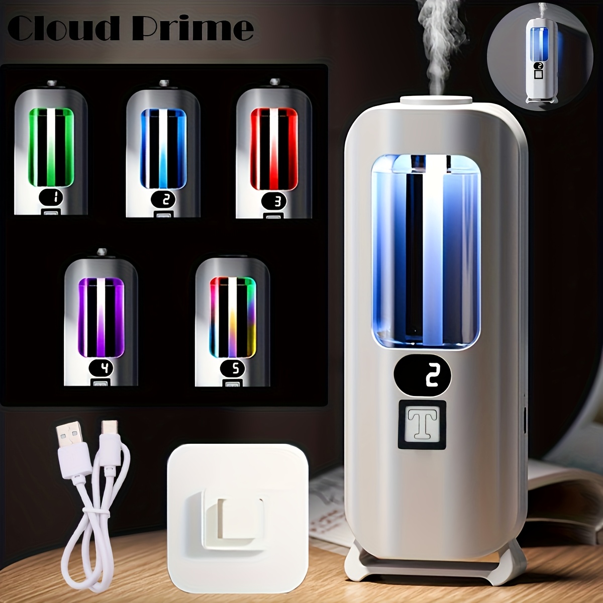 1 set usb rechargeable automatic air freshener aroma diffuser with led lights long lasting fragrance dispenser for home office and bathroom portable electric machine essential oils not included aroma diffuser for the details 1