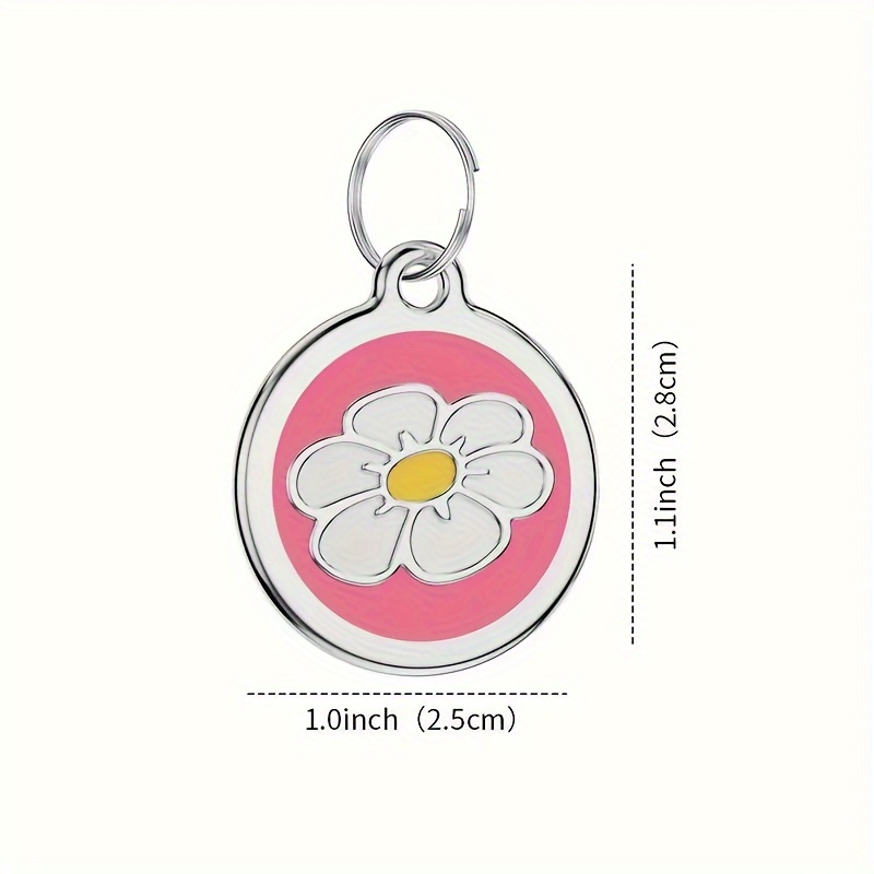 1pc Personalized Engraved Dog ID Tag • Round Cute Flower Pet ID Tag for Dogs and Cats • With Name & Phone Number • Perfect Gift for Small to Medium-Sized Puppies