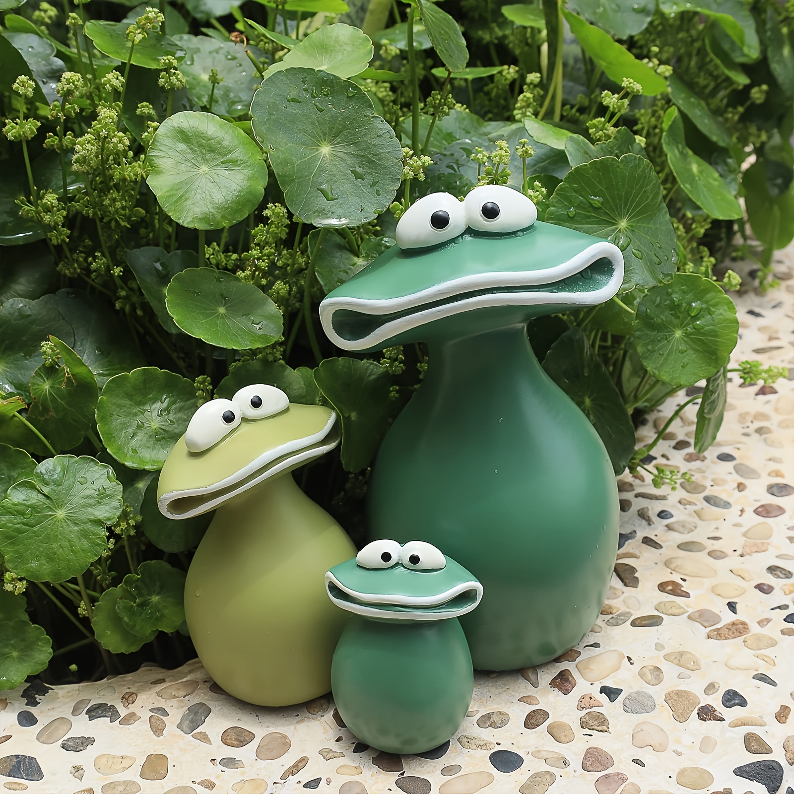 

3pc Cute Cartoon Frog Ornament Decoration Frog Garden Resin Crafts