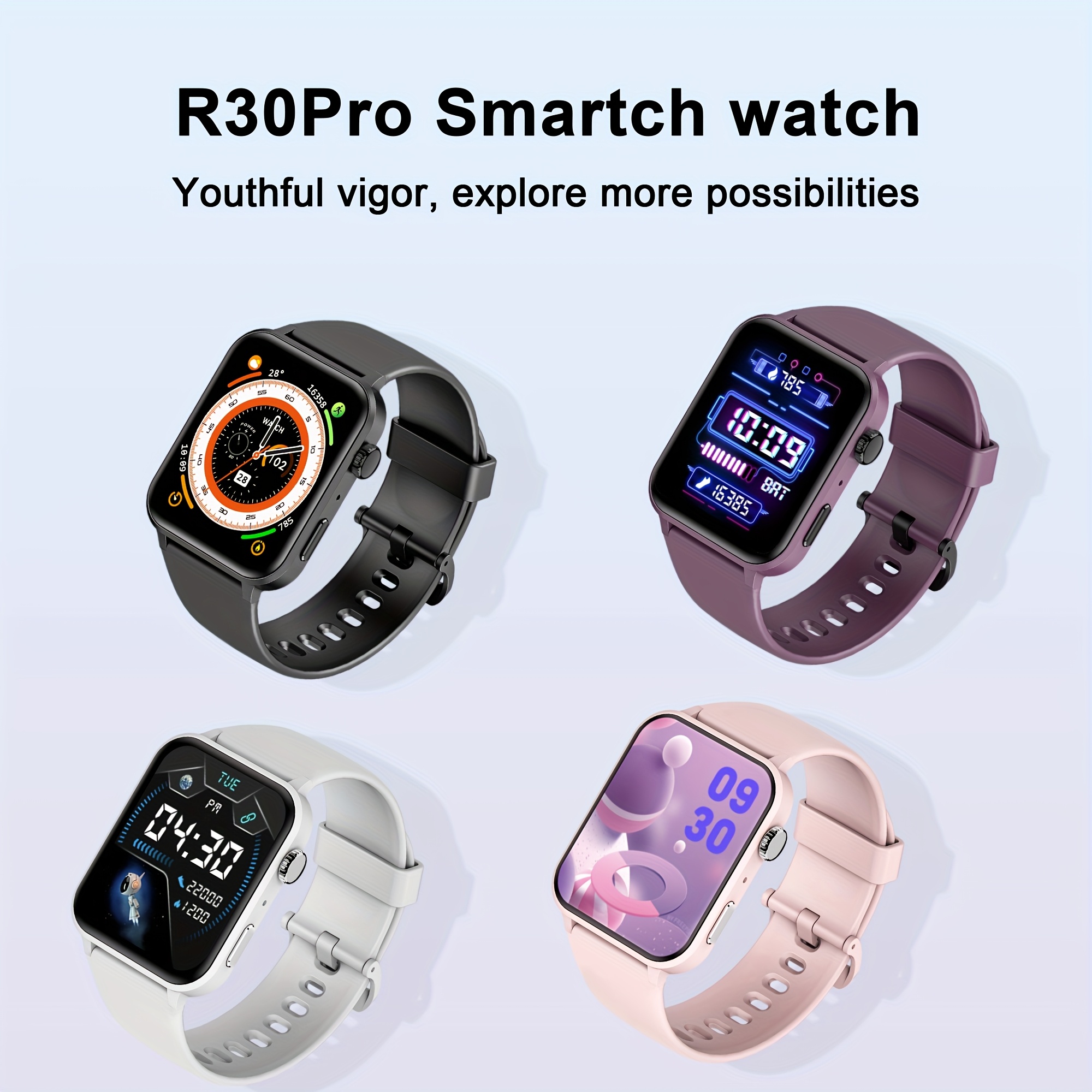 Montre Connectée Blackview R30Pro avec Appels Sans Fil (Répondre/Passer des Appels) pour Hommes et Femmes, 100+ Modes Sport, Calories, Podomètre, Fond d'Écran Personnalisable, Cadeau de Noël ou Saint-Valentin