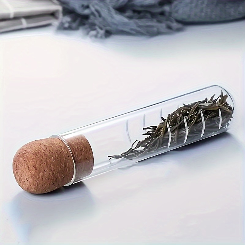 1pc   glass tea infuser with cork lid transparent test   for loose leaf herbal brewing   office camping home kitchen tea accessories details 2