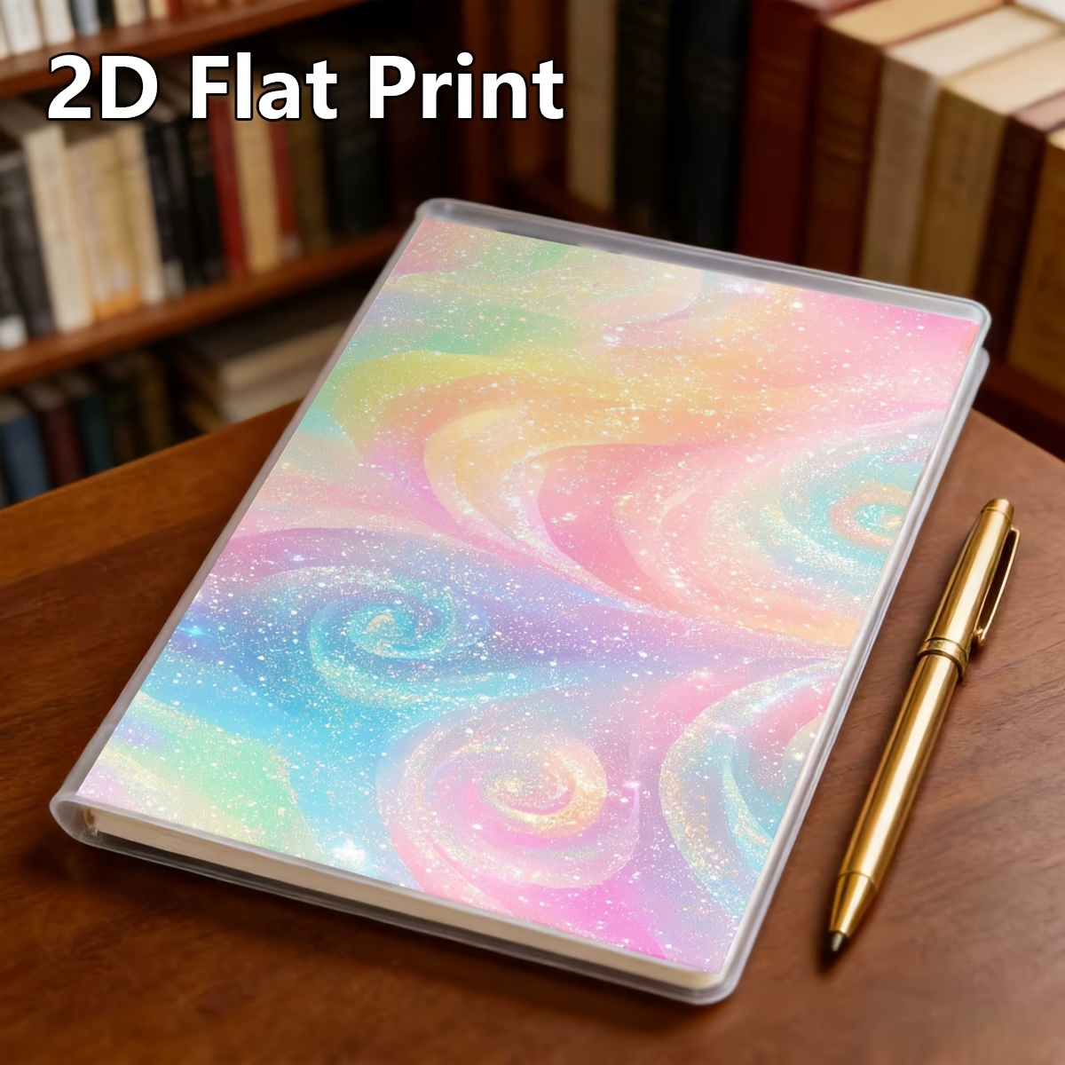 TEMU 1pc 2d Flat Colorful Gradient Sparkling Swirl Pattern Printed Notebook For Daily Note Taking Office And School Use