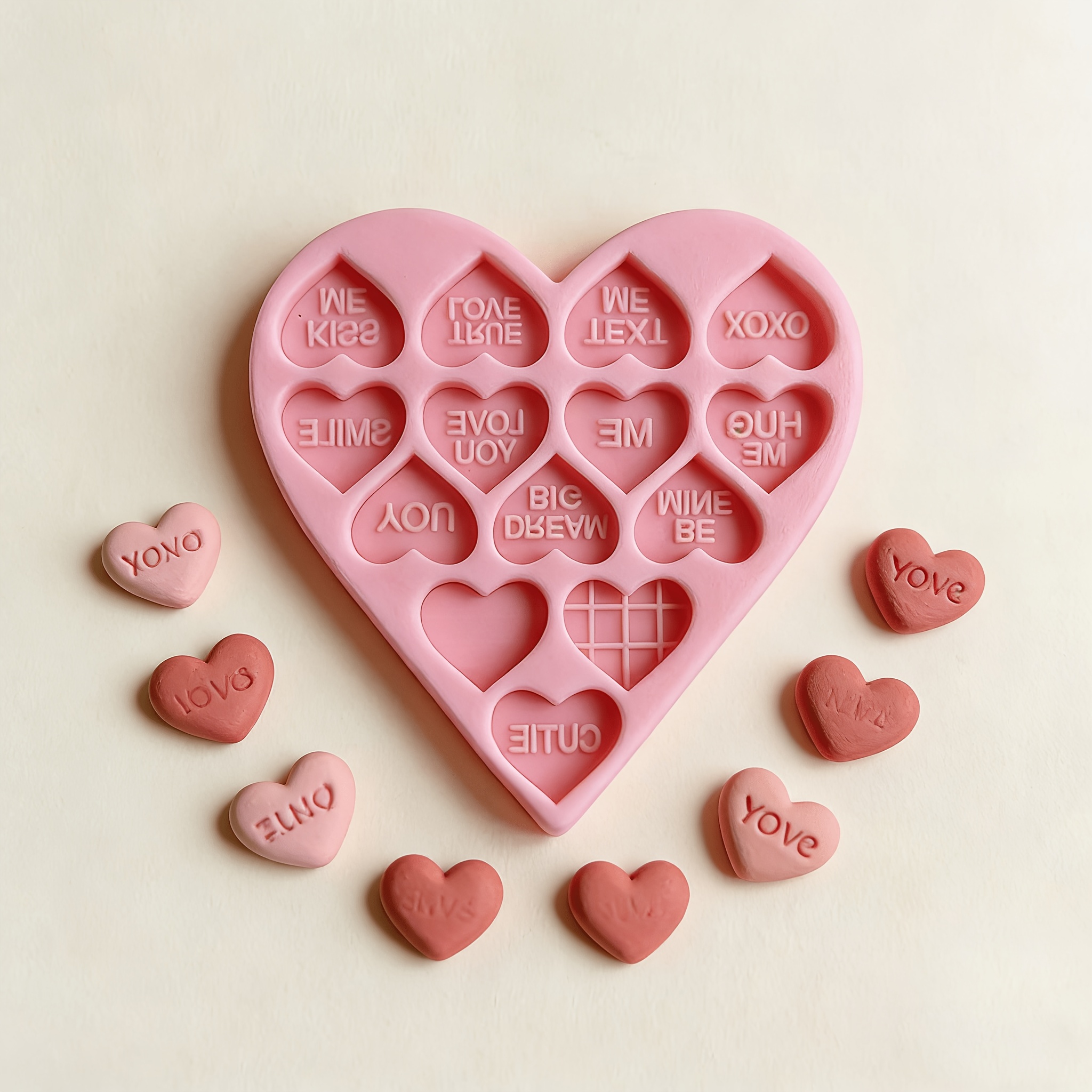 TEMU Multi-style Mini Heart Resin Liquid Dropping Molds For Valentine's Day Letter Heart Earring Pendant Resin Clay Silicone Mold