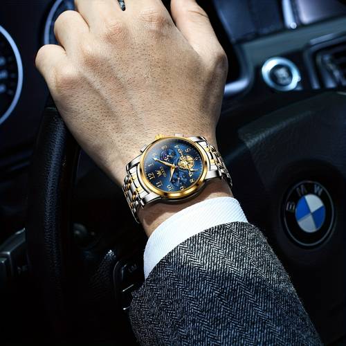 watches for men easy to read dress classic with calendar business dress luxury big face men black watch luminous mens wrist watch stainless steel watch