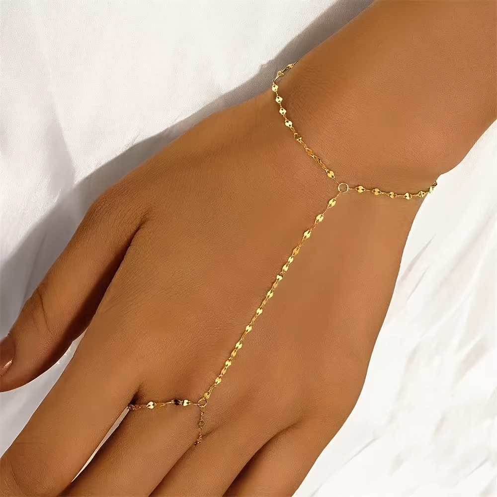 Image of 1pc French Easy Style Fashion Versatile Creative Chain Interlocking Finger Holiday Gift Daily Casual Wear