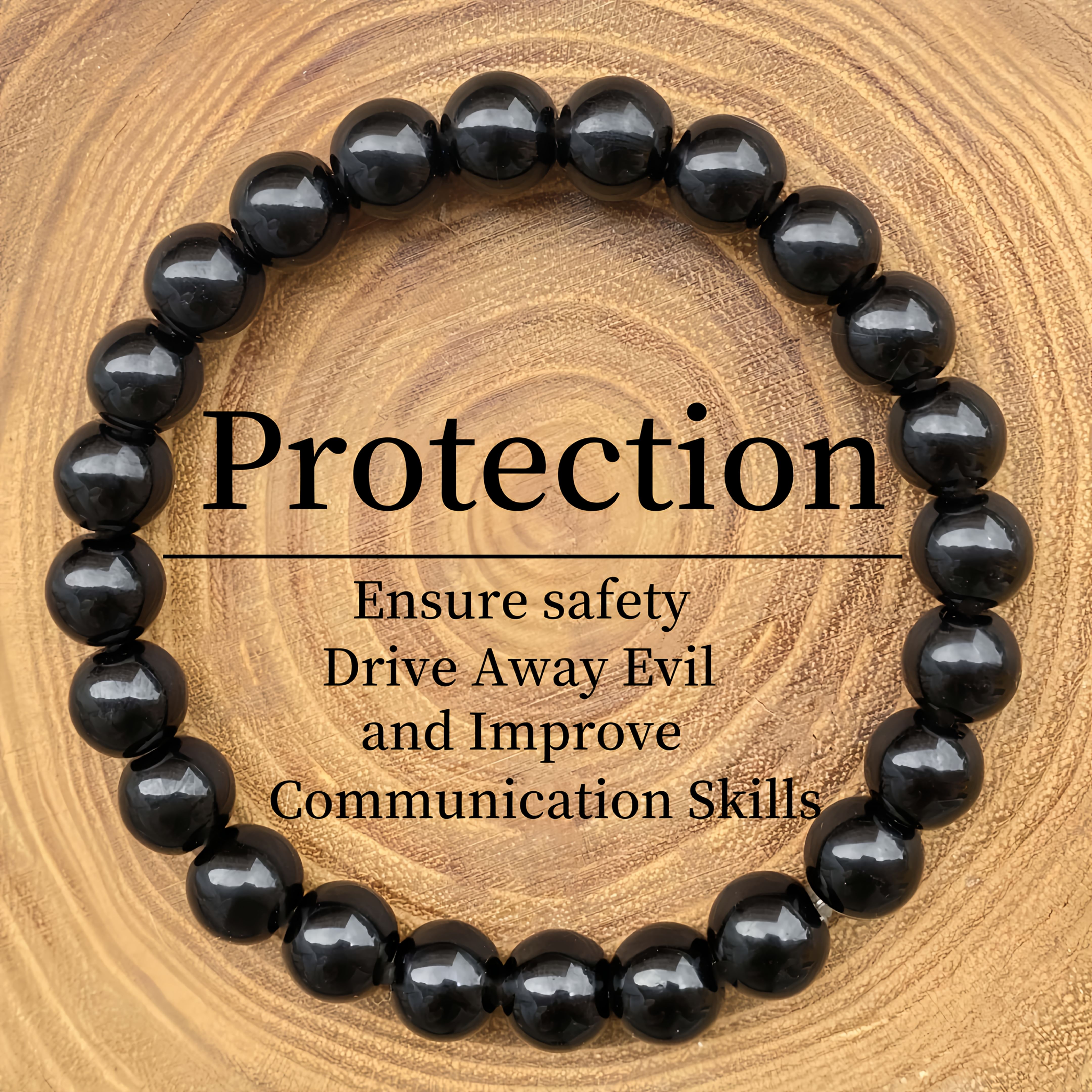 1pc Elegant Obsidian Bead Bracelet For - Smooth Polished Natural Stone Jewelry, Perfect Gift For Holidays, Mother's Day, Father's Day, Valentine's Day