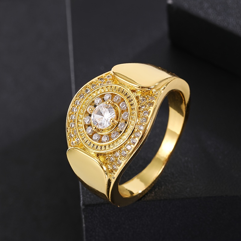Men's Watch Inspired Ring with Sparkling Synthetic Zirconia