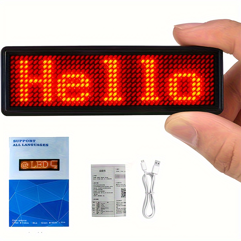Mini LED Bluetooth Digital Display DIY Name Tag Badge Programmable