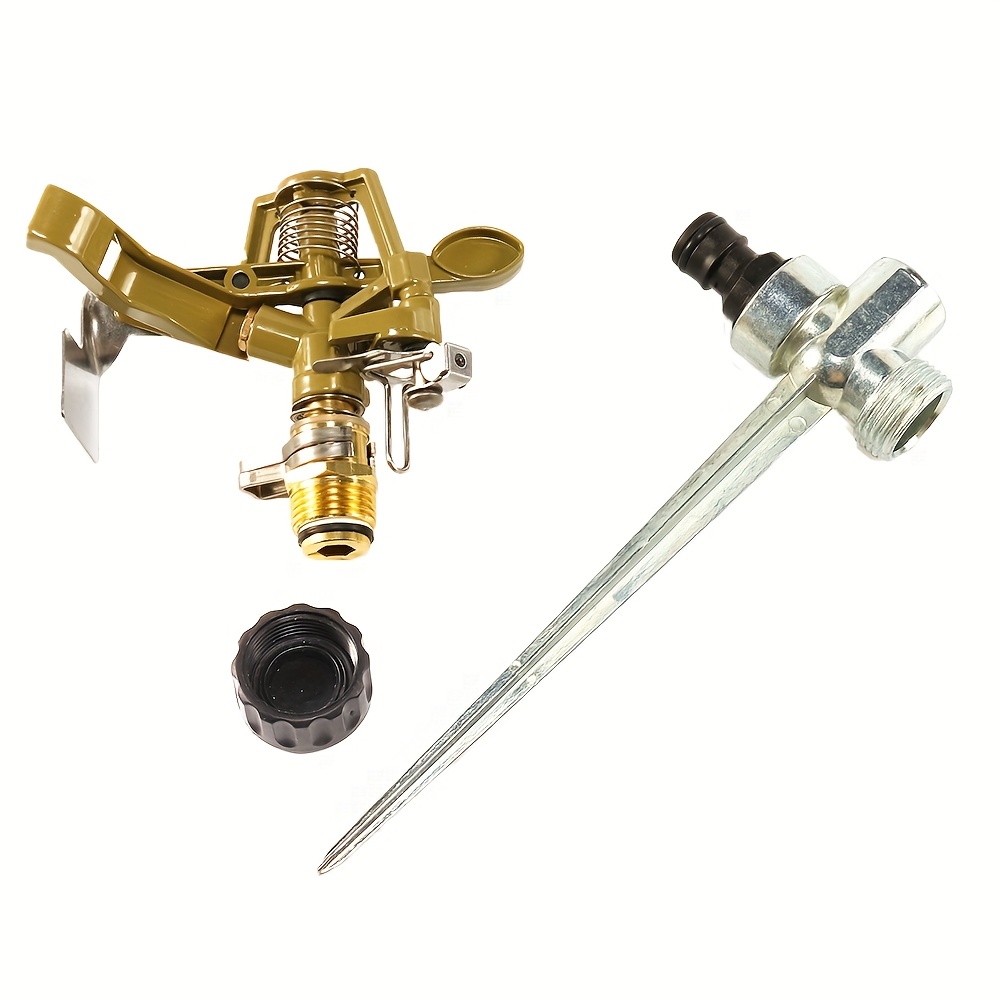 E-shop 1 Stück 1/2" Außengewinde Dreharm-Sprinklerdüse - 360° Verstellbarer Impact Sprinkler mit Edelstahlkonstruktion, Wipp-Arm & Positionierungsring