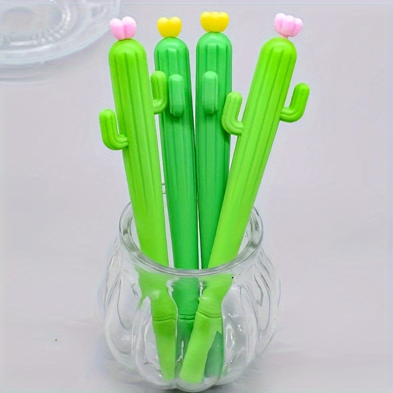 

10pcs Creative Cactus Gel Ink Rollerball Pens, Fine Point Lightweight Plastic Writing Pens For Smooth Writing Experience