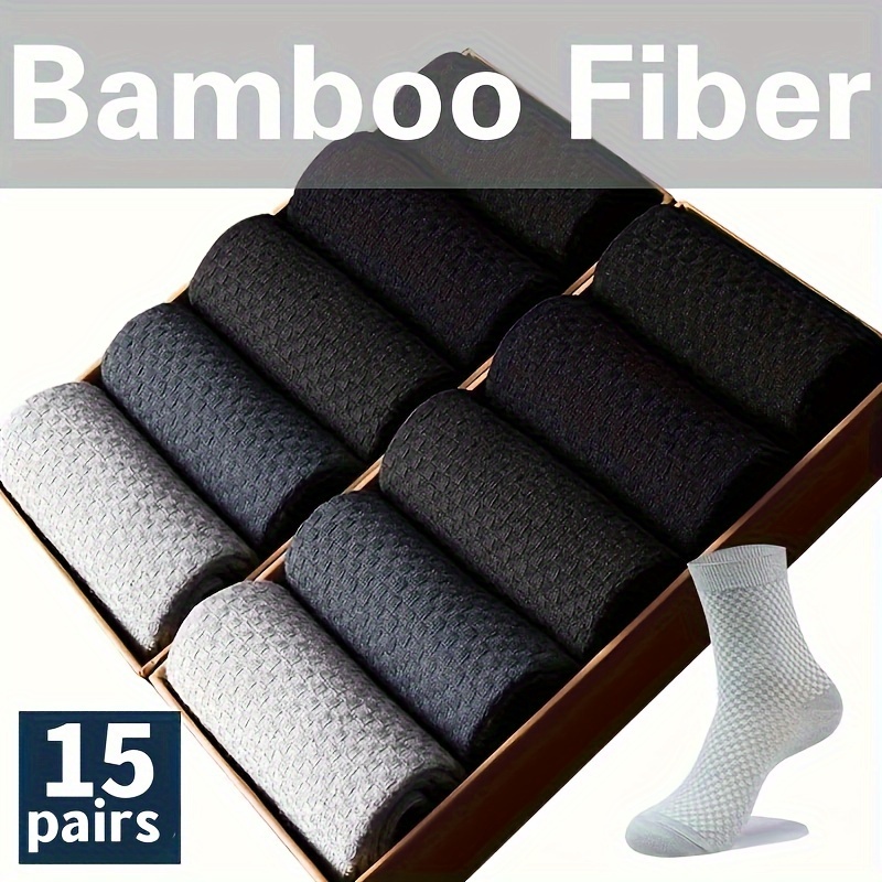 15 Pairs *'s Bamboo Fiber Sports Socks Thick Warm *-Calf Breathable  Moisture-Wicking *-Crew Socks for Gym, Running, Casual Wear A