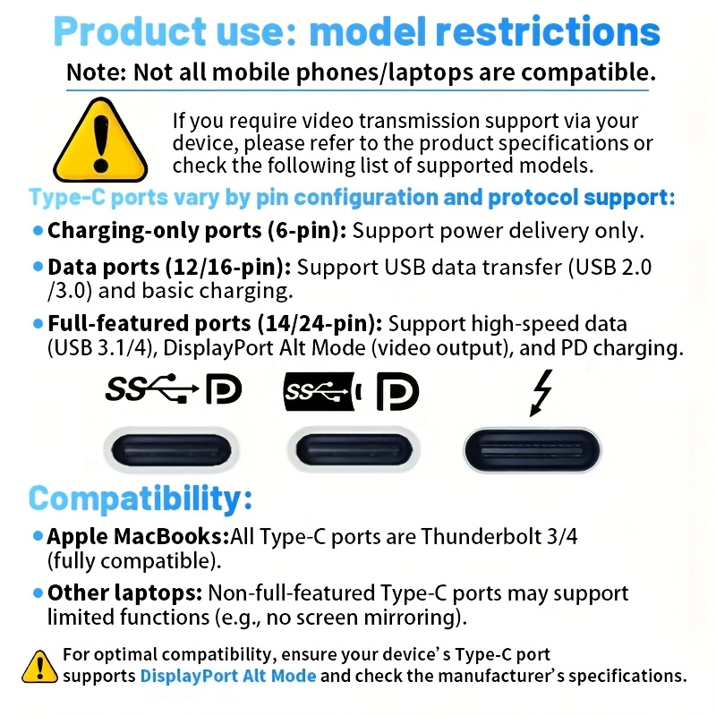 Adaptador USB C a HDTV [4K@30Hz], USB tipo C a HDTV de alta velocidad, convertidor de pantalla HD USB C, plug and play, adecuado para computadoras, tabletas, teléfonos, etc., ligero y portátil, plug and play