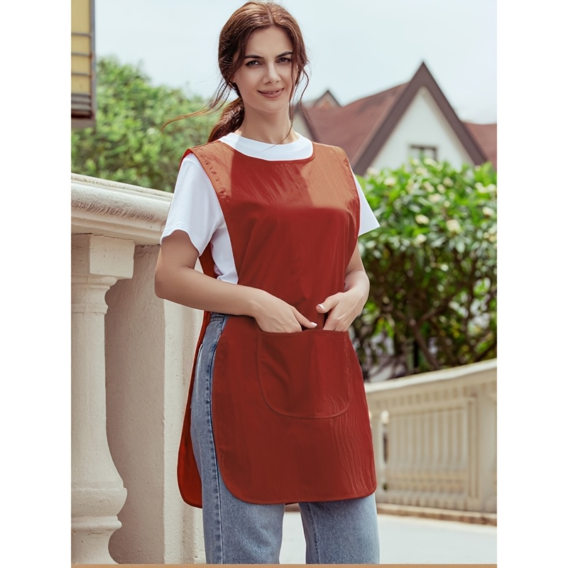 TEMU Tablier gilet grande taille étendu, tablier de cuisine manches et , uniforme de service de unisexe