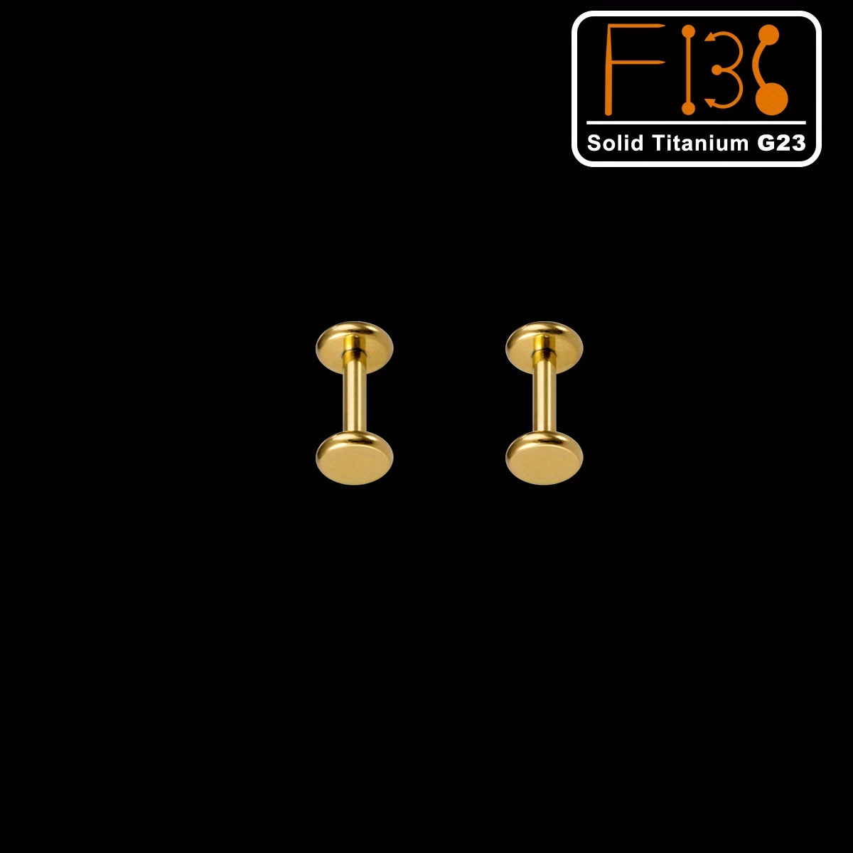 2d Flat, 2pcs Titanium Flat Lip Stud Earrings Labret Piercing Tongue Ring Ear Cartilage Tragus Helix Bar Body Jewelry For Daily & Parties