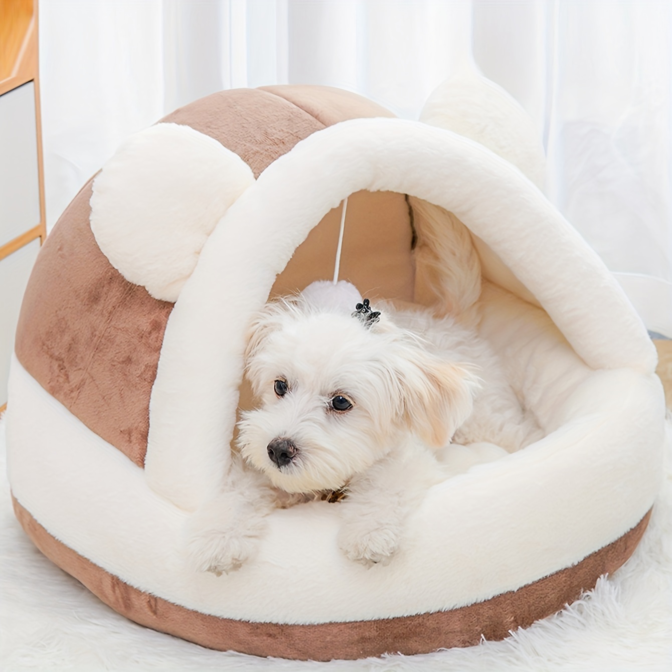 

-shaped Semi-enclosed Cat Bed - Nest For Cats & Small Dogs, Non-assemblable Pp