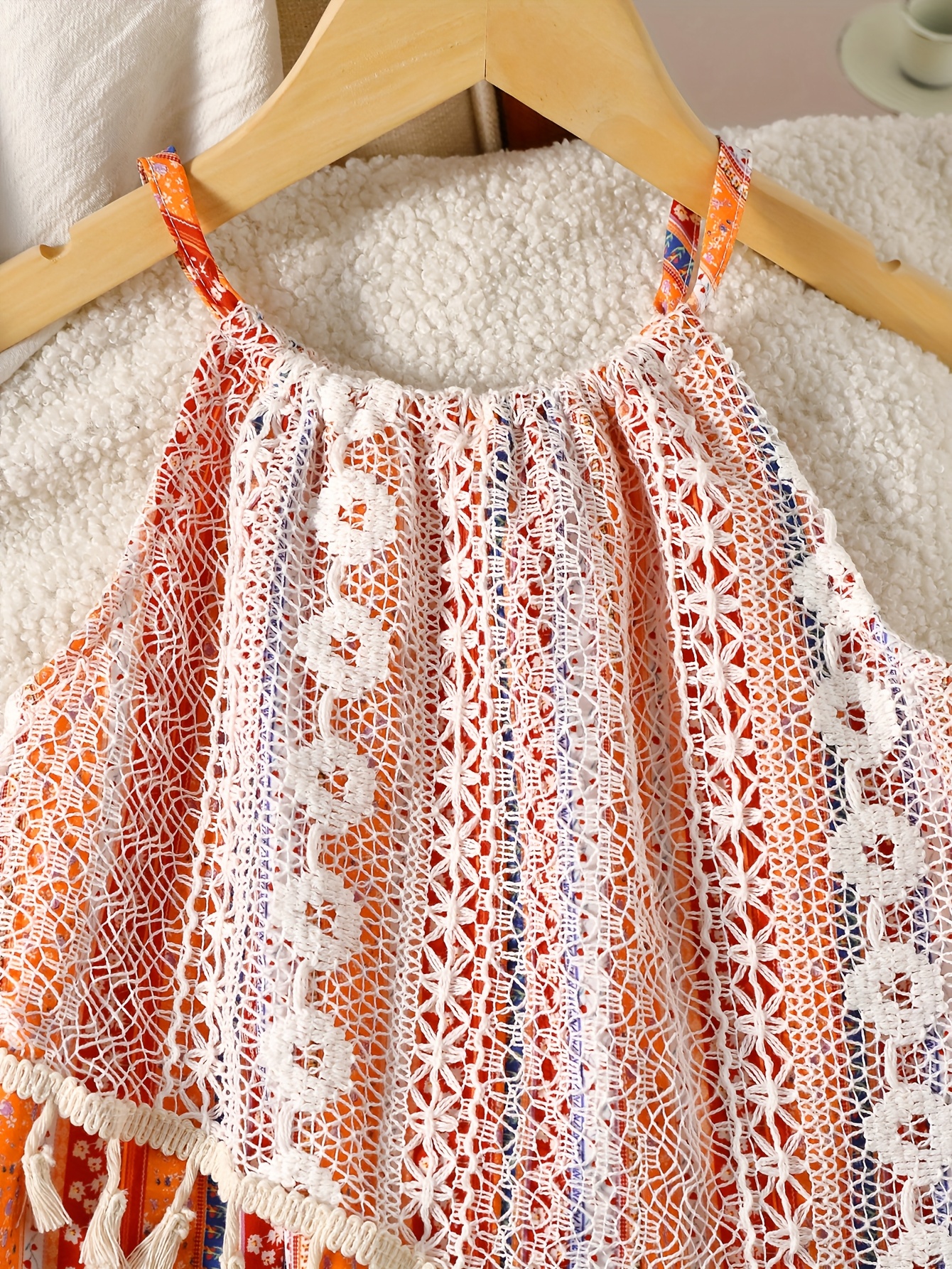 an elegant vintage patterned dress lace tassels spaghetti - Temu United  Arab Emirates