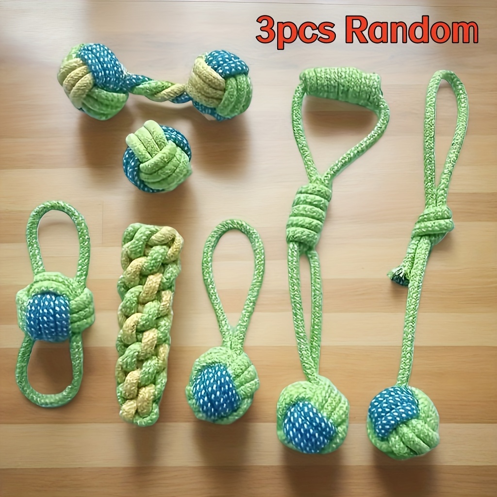 Image of 3 And Colored Durable Interactive Training Dog Rope Toys, Suitable For Medium And Small Dogs For Chewing And Interaction. A Multifunctional Teething Rope, Designed For Indoor And As Well Cleaning