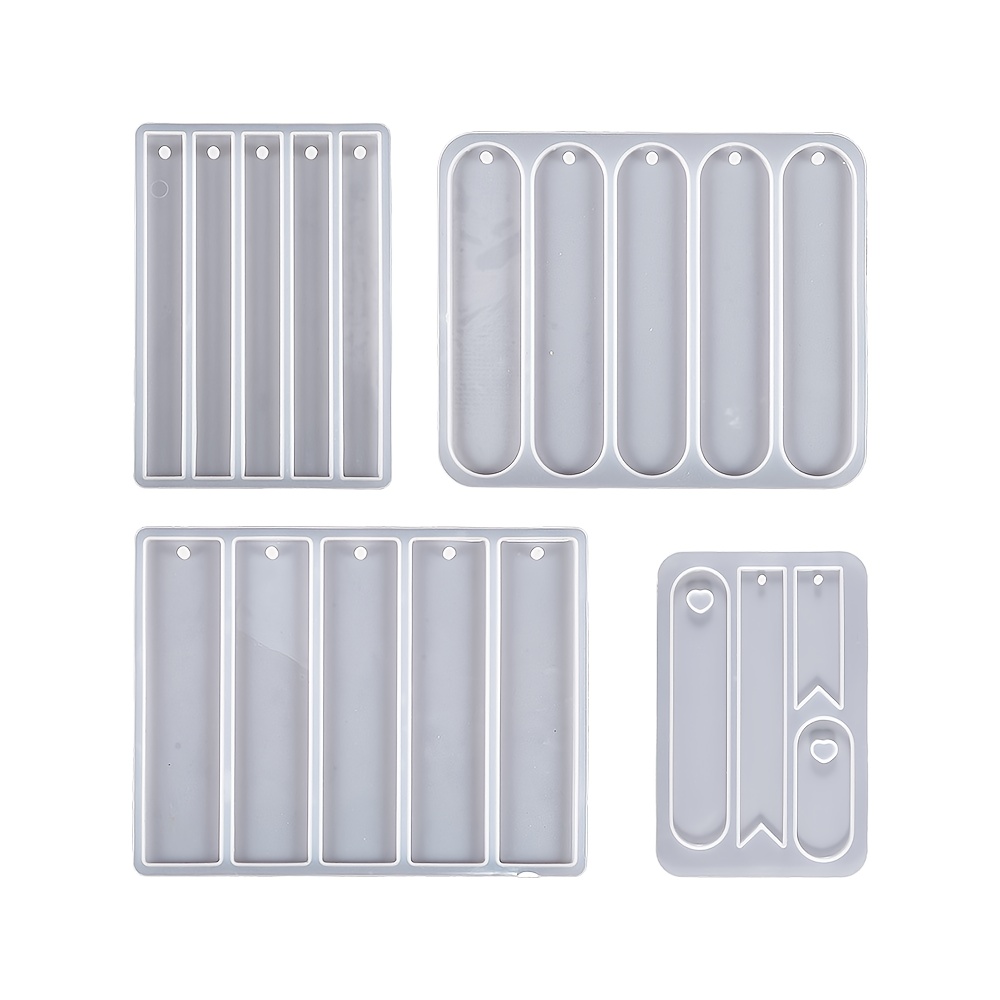Image of 4 Bookmark Silicone Molds, Resin Bookmark Molds, Rectangle Silicone Bookmark Molds, Epoxy Resin Molds, Glossy Bookmark Molds, For Epoxy Resin Bookmark Craft Making Materials