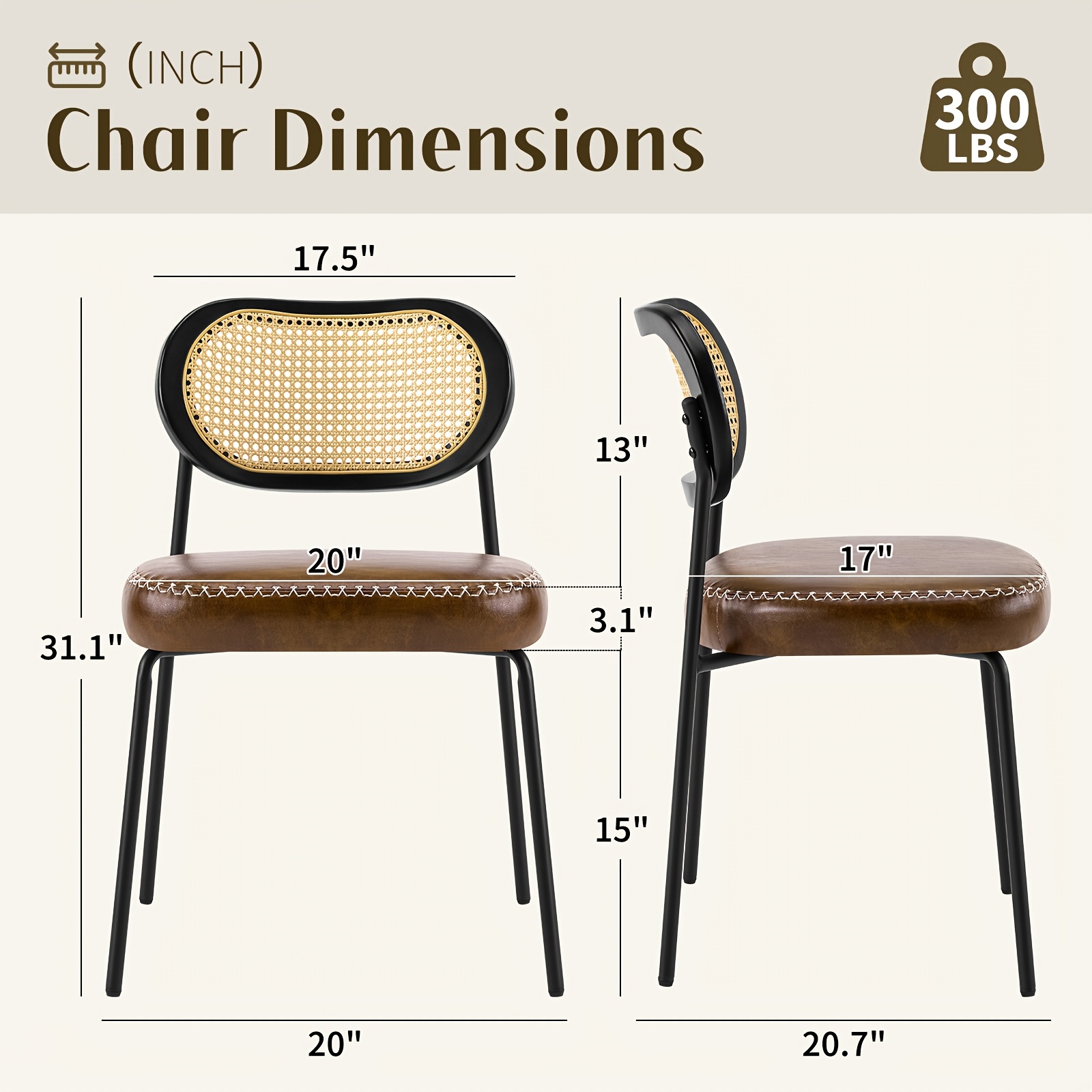 Mid- Dining Chairs Set Of 2, Armless Chairs With Metal Legs, Comfortable Dining Room Chairs With Breathable Backrest, Pu Accent Chairs For Kitchen, Living Room