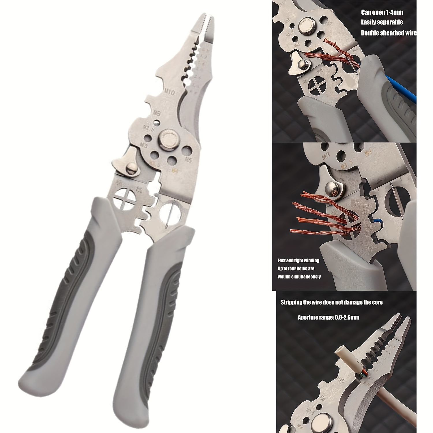 TEMU 1pc Wire Strippers Wire Cable Strippers Multipurpose Wire Stripping Tool Electrical Wire Pliers Wire Strippers,