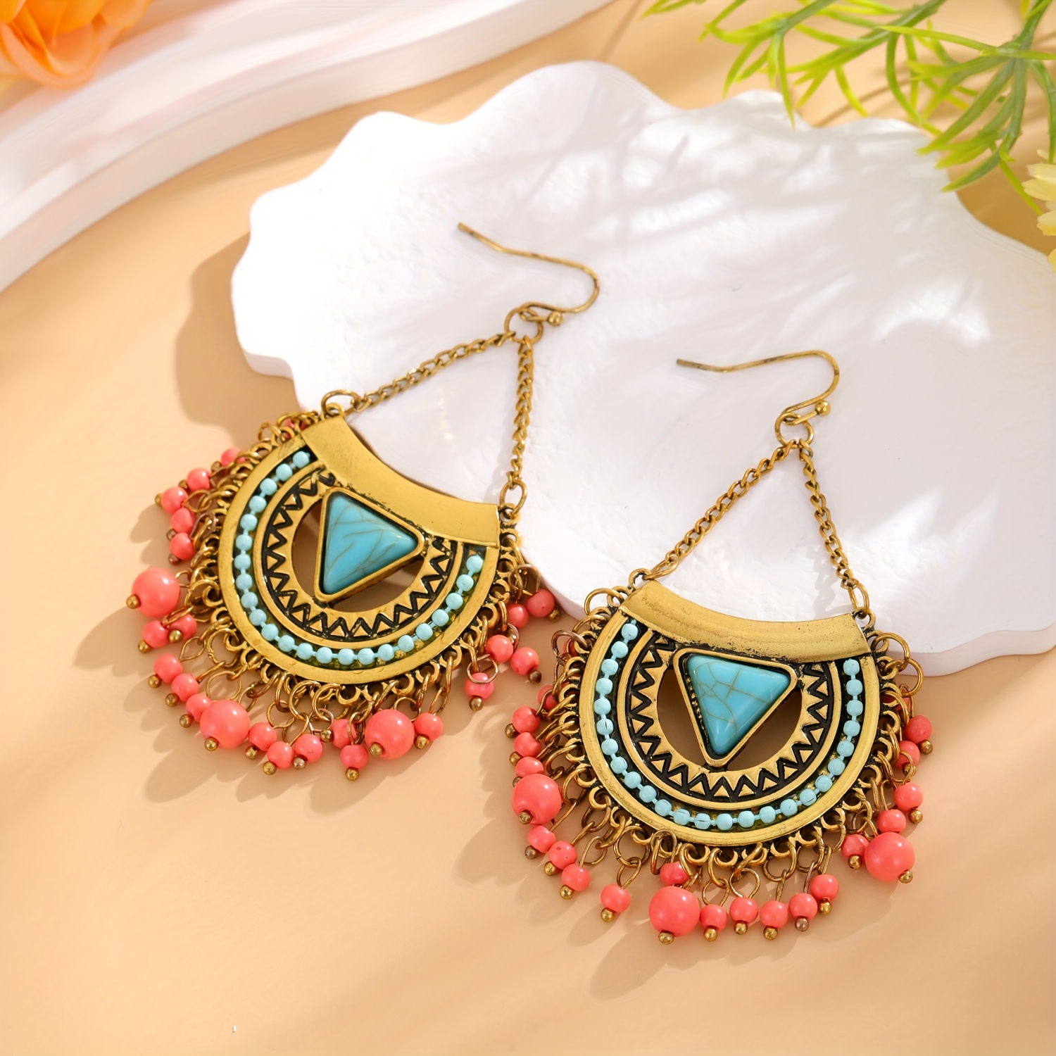 ethnic style round tassel earrings bohemian fashion earrings