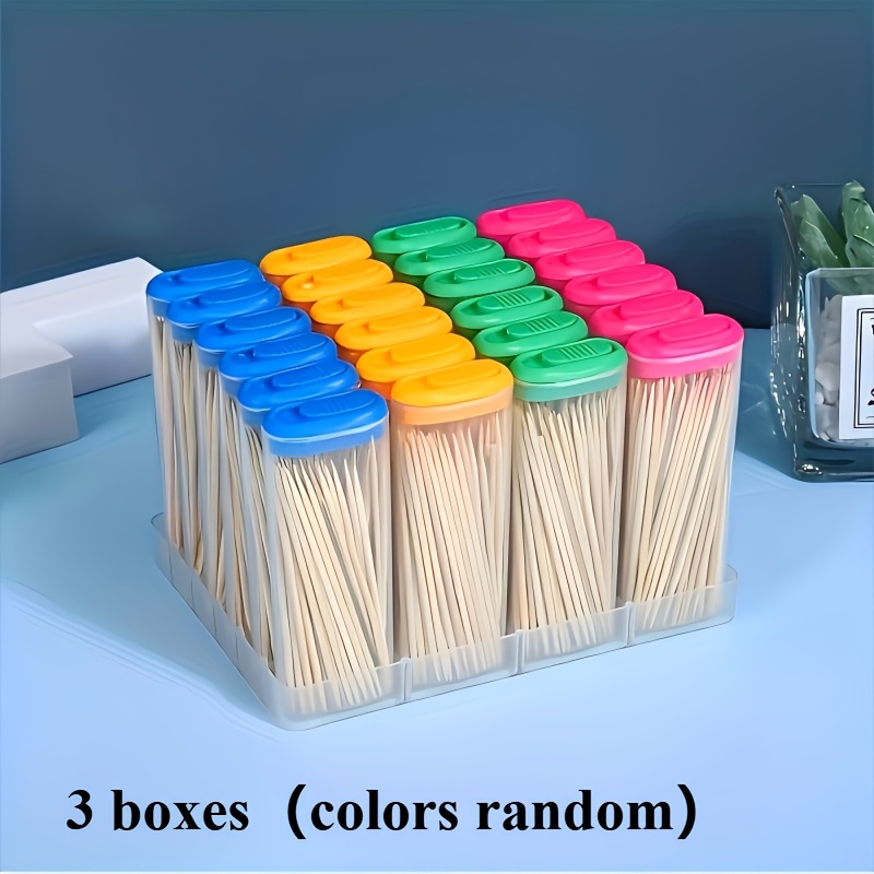 3 Boxes/2 Boxes/ (each Box Containing 80-100 Toothpicks), (colors Random)portable Mini Toothpicks, Equipped With A Toothpick Box, Are Practical Small Tools For Cars, Travel, And Outdoor Camping.