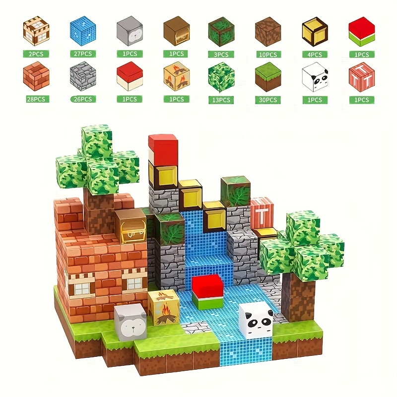 150pcs magnetic building block toy set, creative stacking building block toys, interior decoration ornaments - perfect christmas, halloween, easter and other holiday gifts,   birthday gifts, 0
