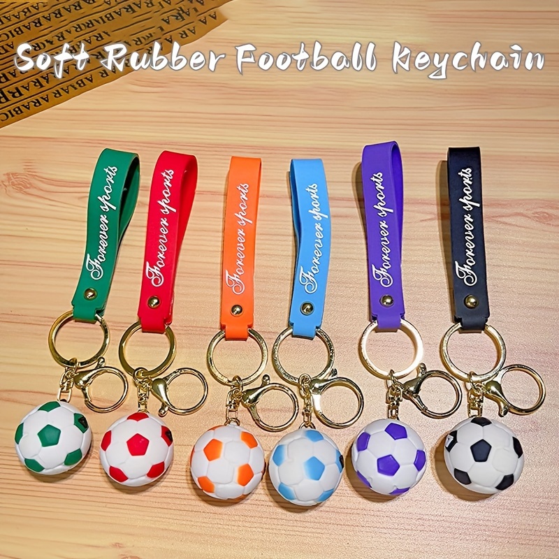 

1pcs Soccer Ball Keychain With Pvc Strip, Sporty Style Football Keyring For Men And Women