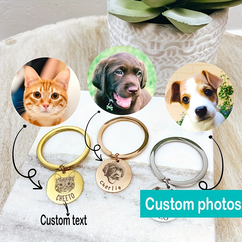 

Personalized Pet Photo Keychain - Stainless - Custom Memorial Gift For - Round Key Ring With Car Accessories, Christmas Gift, Jewelry