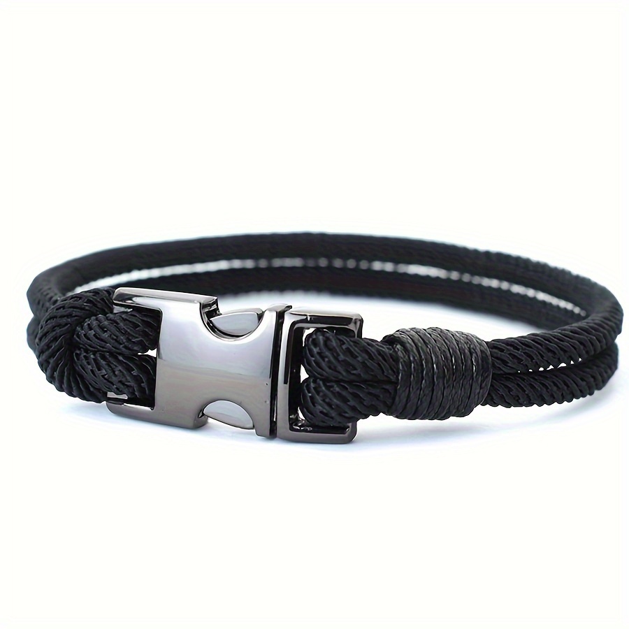 Retro Style Handmade Nylon Rope Bangle Bangle Bracelet With Clasp For Men - Outdoor Survival Wristband