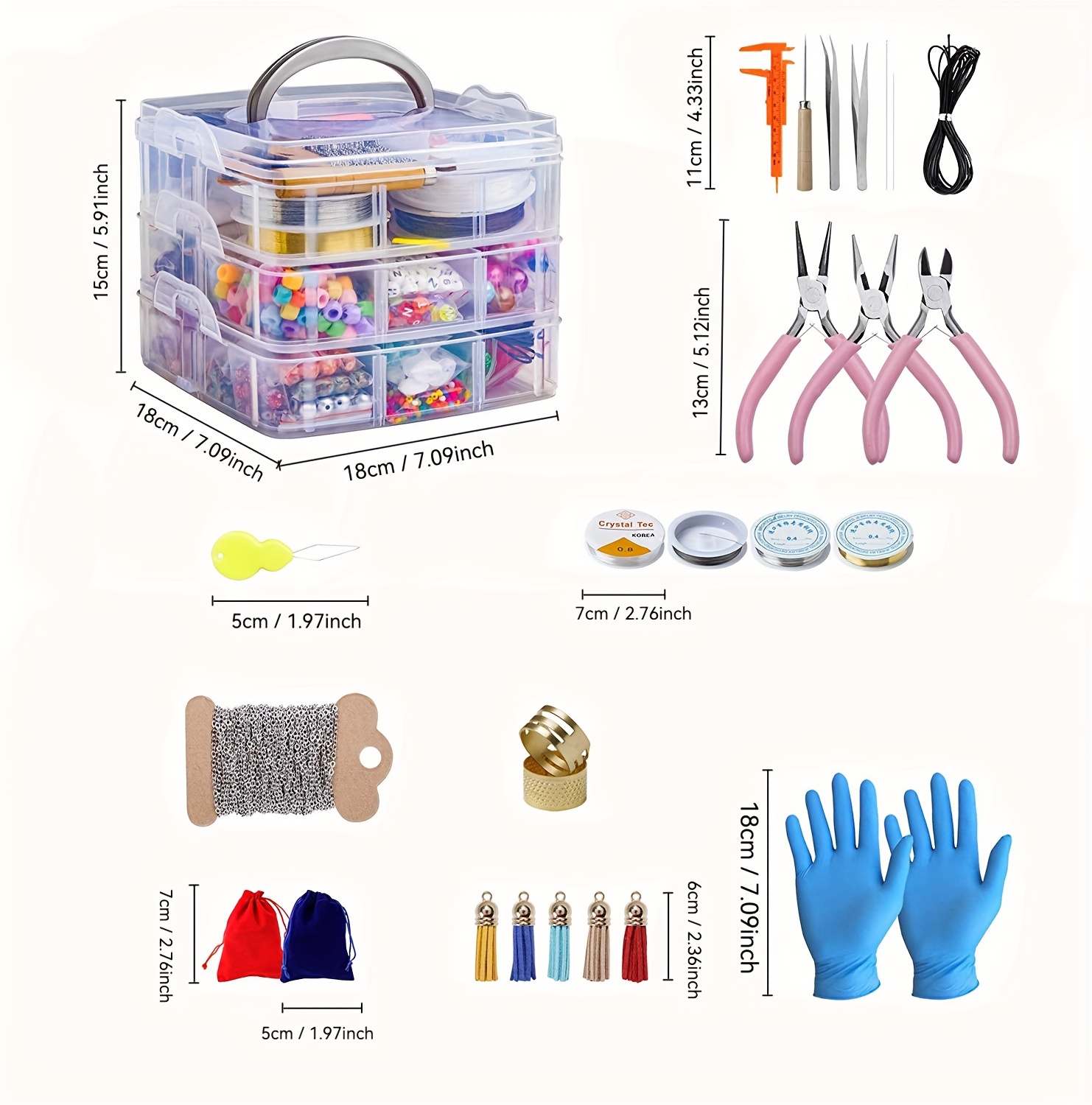 Tools and storage box included in the kit