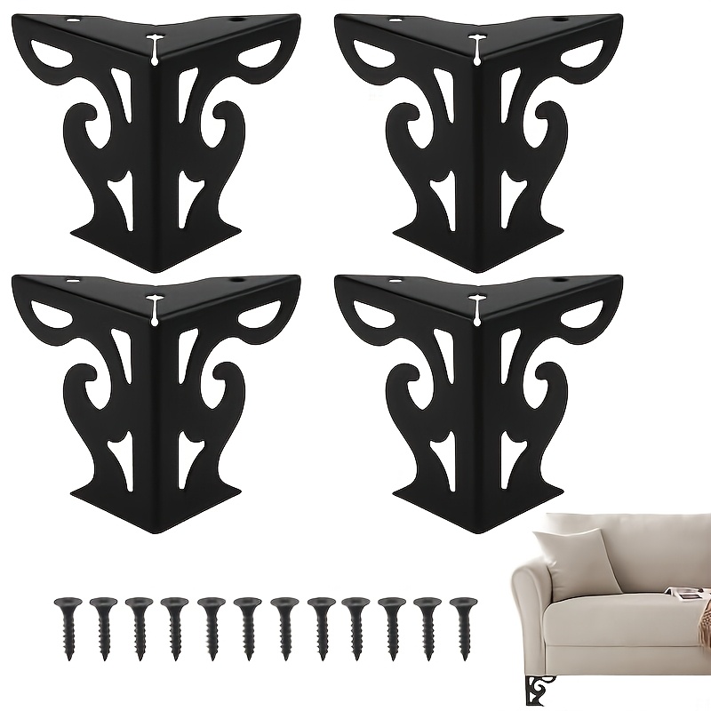 TEMU Set gambe per mobili traforate da 3.15 pollici, nere, in metallo , per , tavolo, armadio, piedini per com簷, riparazione e di mensole per a forma