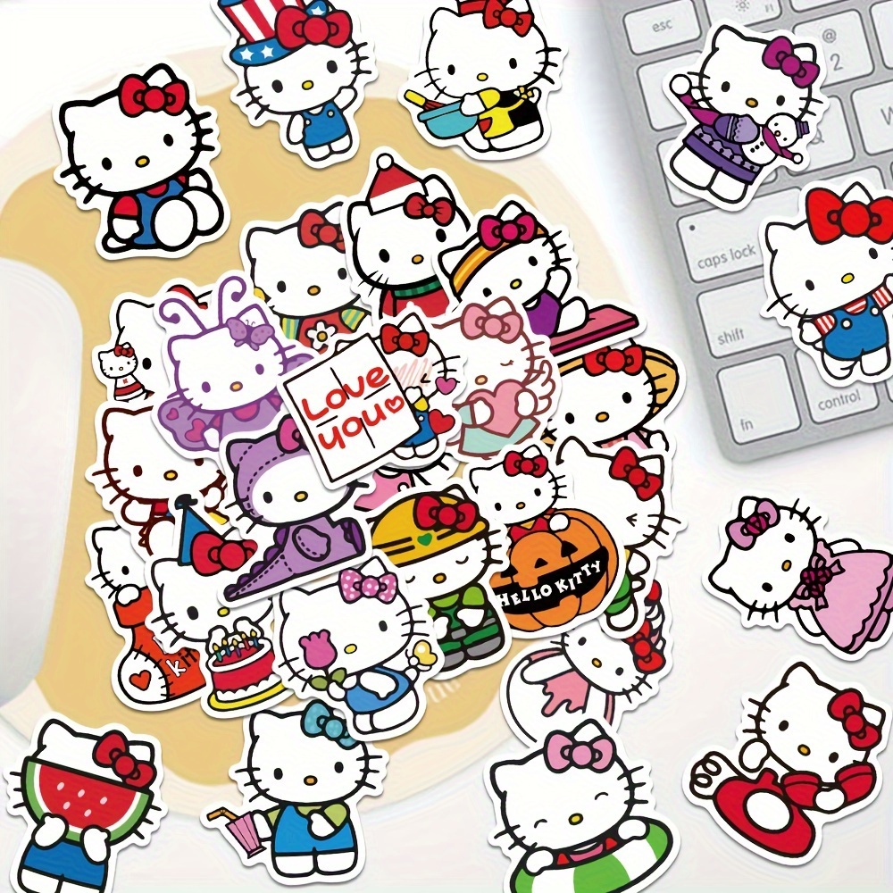 

Hello Kitty Stickers Set, 50 Pcs Pvc Cartoon Decals, Waterproof Self-adhesive For Laptops, Water Bottles, Skateboards, Luggage - Glossy Finish, Irregular Shapes, Single-use - Cute Diy Decor