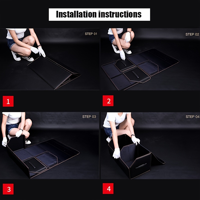 car supplies trunk storage box car solid color storage box multi functional folding lockbox multi size finishing box Product details 14