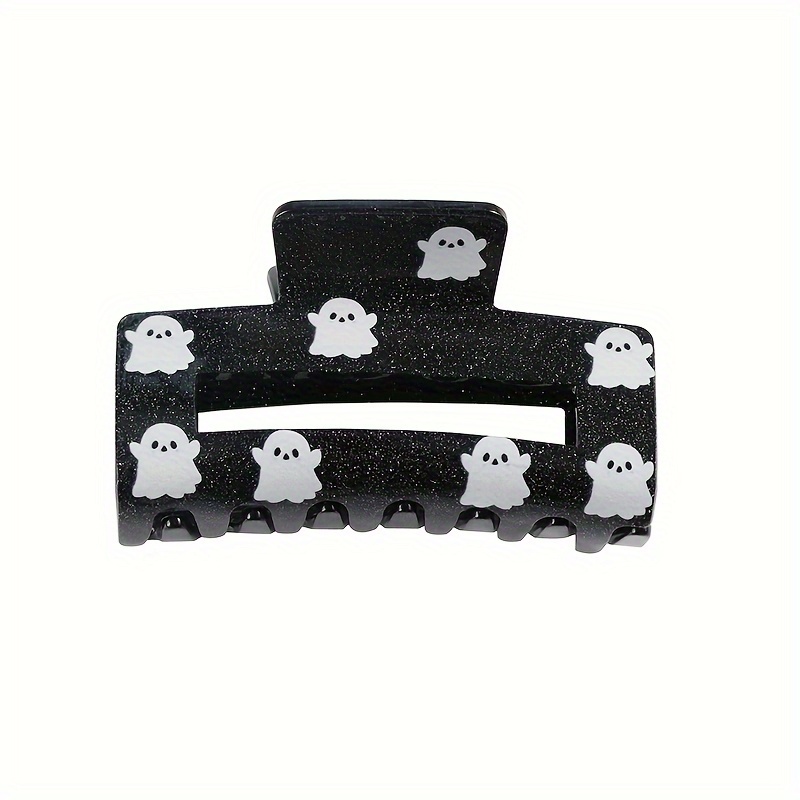 TEMU Halloween Acrylic Hair Claw - Cute Y2k Cartoon Print, Medium Oblong Hair Clip For Age 14+, Single Piece Hair Accessory With