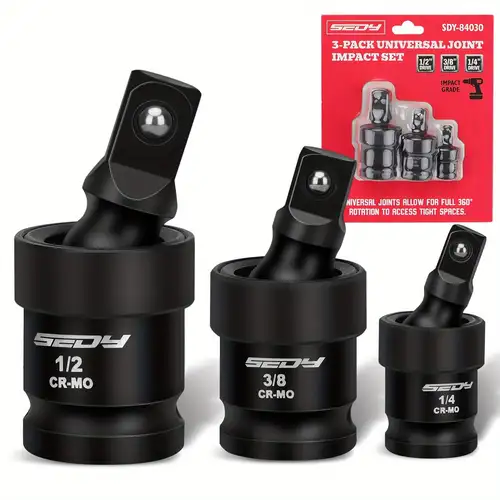 3-Piece Impact Universal Joint Socket Adapter Set For Ratchets