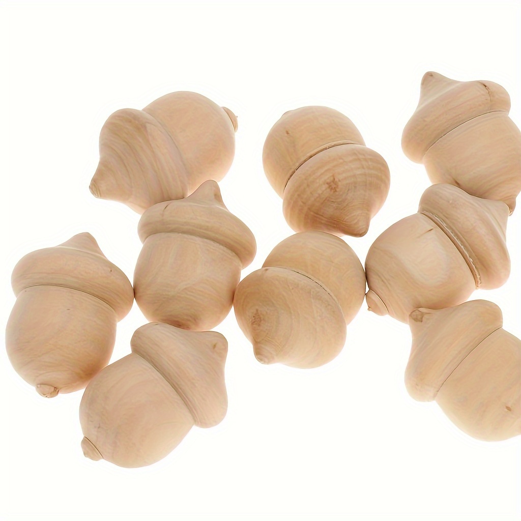 

30pcs Unfinished Wooden Acorns For Crafts - Plywood Diy Simulation Acorn Toys For Jewelry Making And Art Projects