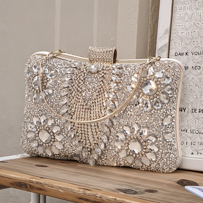 Image of New European And Ladies' Evening Bag With Rhinestones, Banquet Dress Handbag, Shoulder Bag, Small Square Bag, Party Clutch Bag