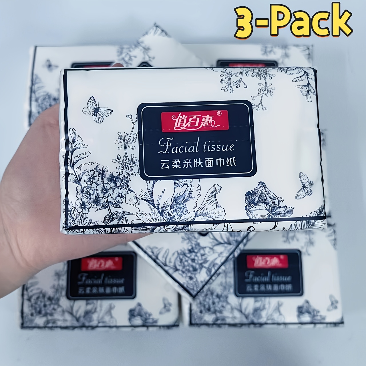 Image of 3 Packs Of 4-ply Facial Tissue, 250 Sheets Per Pack - Dye-free, High-quality Disposable Napkins For Home, Hotel, Travel, Car | Easy To Carry, Travel Essentials|decorative Tissue Box|durable Paper