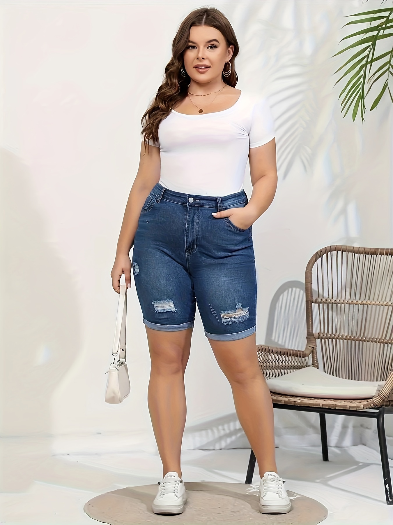 Plus size knee length shorts best sale